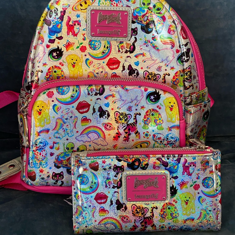 Loungefly Lisa Frank Backpack and Wallet Set